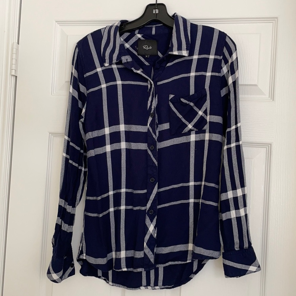Rails Hunter Cadet and white plaid flannel size Small